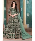 Green Faux Georgette Embroidered Salwar Kameez