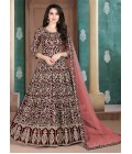 Maroon Faux Georgette Stone Embroidered Salwar Kameez