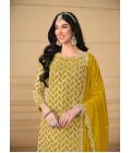 Yellow Faux Georgette Sequins Wedding Salwar Kameez