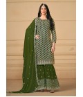 Green Faux Georgette Sequins Wedding Salwar Kameez