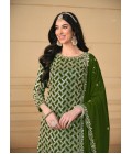 Green Faux Georgette Sequins Wedding Salwar Kameez