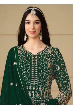 Green Faux Georgette Sequins Wedding Salwar Kameez