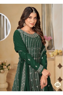 Teal Faux Georgette Sequins Wedding Salwar Kameez