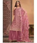 Pink Net Sequins Embroidered Wedding Salwar Kameez