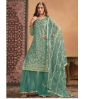 Sea Green Net Sequins Embroidered Wedding Salwar Kameez