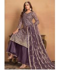 Lavender Net Sequins Embroidered Wedding Salwar Kameez