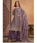 Lavender Net Sequins Embroidered Wedding Salwar Kameez