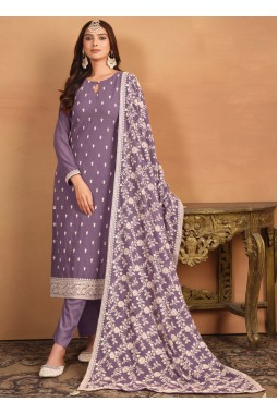 Lavender Faux Georgette Sequins Embroidered Casual Salwar Kameez