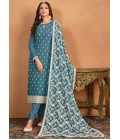 Blue Faux Georgette Thread Embroidered Casual Salwar Kameez