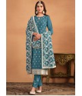 Blue Faux Georgette Thread Embroidered Casual Salwar Kameez