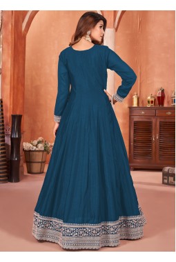 Royal Blue Art Silk Sequins Wedding Salwar Kameez