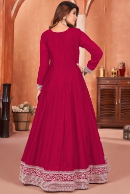 Red Art Silk Sequins Embroidered Wedding Salwar Kameez