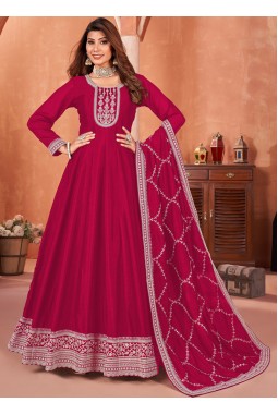 Red Art Silk Sequins Embroidered Wedding Salwar Kameez
