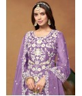 Purple Soft Organza Embroidered Casual Salwar Kameez