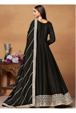 Black Art Silk Zari Embroidered Wedding Salwar Kameez