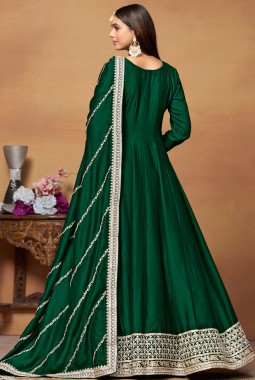 Teal Art Silk Sequins Embroidered Wedding Salwar Kameez