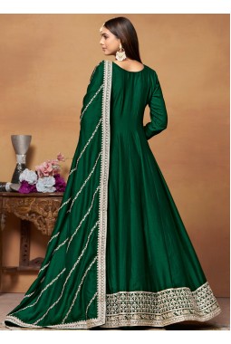 Teal Art Silk Sequins Embroidered Wedding Salwar Kameez