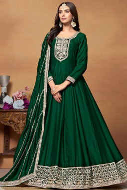 Teal Art Silk Sequins Embroidered Wedding Salwar Kameez