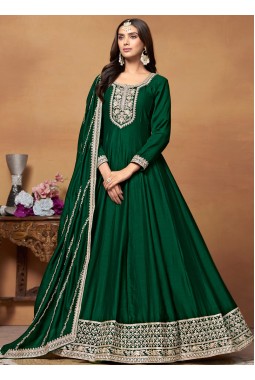 Teal Art Silk Sequins Embroidered Wedding Salwar Kameez
