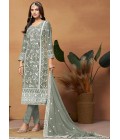 Grey Soft Organza Sequins Casual Salwar Kameez