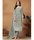 Grey Soft Organza Sequins Casual Salwar Kameez