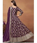 Purple Dola Jacquard Zari Embroidered Wedding Salwar Kameez