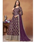 Purple Dola Jacquard Zari Embroidered Wedding Salwar Kameez