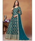 Blue Dola Jacquard Foil Print Wedding Salwar Kameez