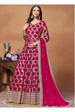 Red Dola Jacquard Zari Embroidered Wedding Salwar Kameez