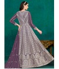 Lavender Faux Georgette Thread Embroidered Casual Salwar Kameez