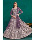 Lavender Faux Georgette Thread Embroidered Casual Salwar Kameez