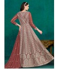 Brown Faux Georgette Thread Embroidered Casual Salwar Kameez