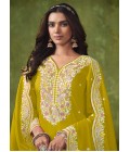 Yellow Roman Silk Embroidered Casual Salwar Kameez