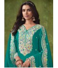 Blue Roman Silk Embroidered Casual Salwar Kameez