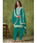 Blue Roman Silk Embroidered Casual Salwar Kameez