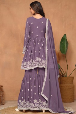 Royal Amethyst Sequins Embroidered Casual Salwar Kameez