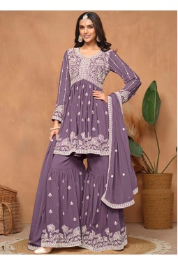 Royal Amethyst Sequins Embroidered Casual Salwar Kameez