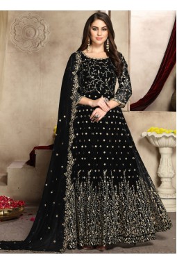 Black Georgette Embroidered Wedding Salwar Kameez