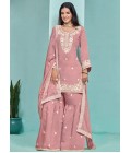 Pink Roman Silk Sequins Festive Wear Sharara Set