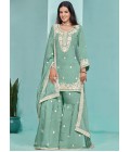 Blue Roman Silk Sequins Festive Wear Sharara Set