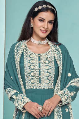 Rama Faux Georgette Thread Embroidered Salwar Kameez