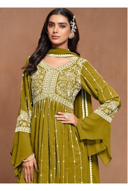 Green Faux Georgette Sequins Sharara Set