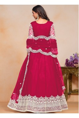Red Net Thread Embroidered Wedding Gown Style Salwar Kameez
