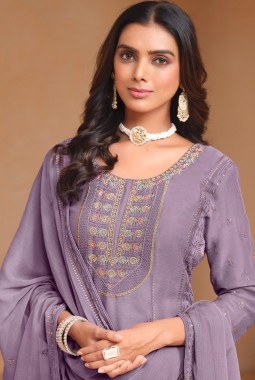 Purple Organza Embroidered Festival Wear Salwar Kameez