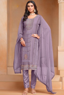 Purple Organza Embroidered Festival Wear Salwar Kameez
