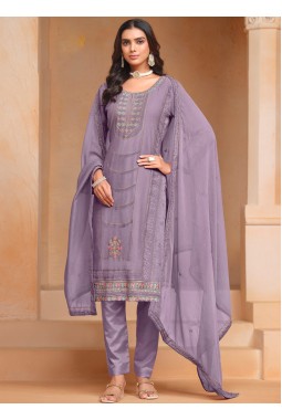 Purple Organza Embroidered Festival Wear Salwar Kameez