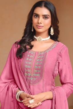 Pink Organza Embroidered Festival Wear Salwar Kameez