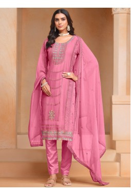 Pink Organza Embroidered Festival Wear Salwar Kameez