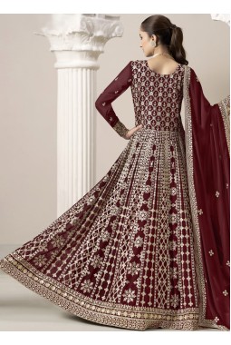 Brown Faux Georgette Sequins Wedding Gown Style Salwar Kameez