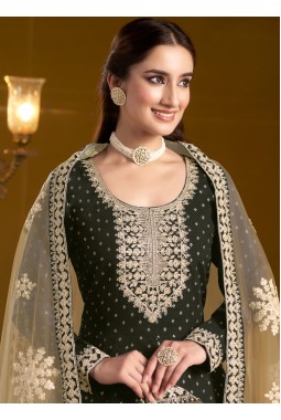 Black Chanderi Butti Zari Embroidered Wedding Gown Style Salwar Kameez